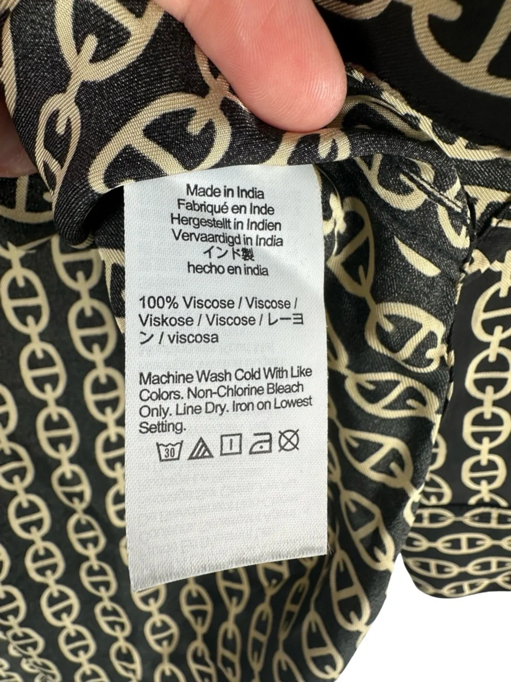 J. Crew Black Gold Chain Print Viscose Twill Button Up Shirt Women’s Size Small